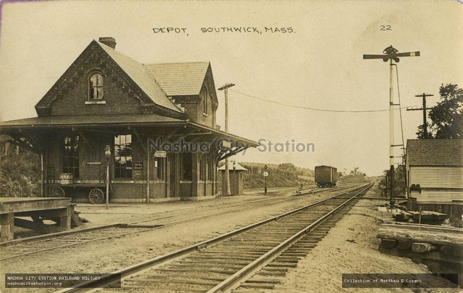 Postcard: Depot, Southwick, Massachusetts